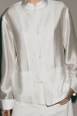 CAMISA SATINADA ALAMARES ZW COLLECTION / Blanco