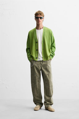 WASHED CARDIGAN WITH REVERSE EFFECT