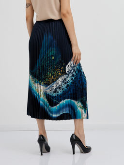 юбка плиссированная в синем цвете с абстрактным принтом - Glenfield фото 9