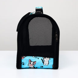 Сумка-переноска каркасная Играющие котики, размер L, 53 х 21 х 29 см, голубая - Пижон фото 4