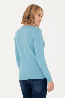 U. S. Polo Assn Женский синий базовый свитер с v-образным вырезом - U.s. polo assn фото 11