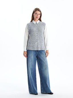 Bisiklet Yaka Ajurlu Kad?n Triko S?veter