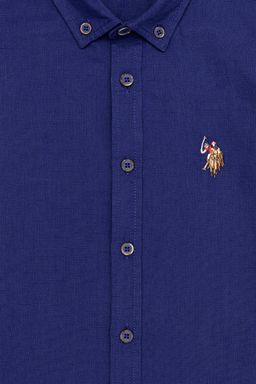 Мальчик синяя рубашка с коротким рукавом - U.s. polo assn фото 3