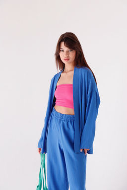 9513 Костюм из кимоно и брюк-палаццо в цвете электрик - Martichelli фото 3