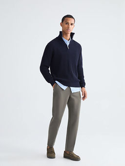 Fermuarl? Dik Yaka Erkek Triko Kazak