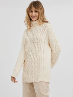 водолазка женская удлиненная с вязаным узором