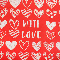 Цена за 10 шт. Бумага упаковочная крафтовая «With love», фон красный, 50 х 70 см
