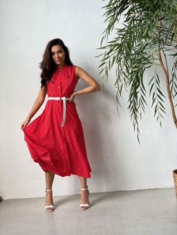 Платье, как из к/ф Красотка, красное в хаотичный горошек - Martichelli фото 12