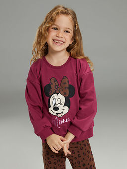 Minnie Mouse Bask?l? K?z ?ocuk Sweatshirt ve Tayt