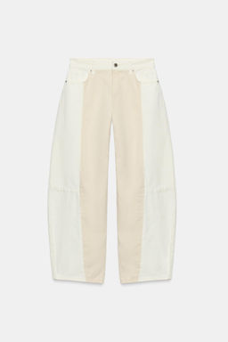 JEANS ZW COLLECTION BARREL PATCHWORK TIRO MEDIO / Crudo - Zara фото 3