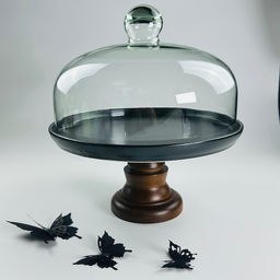 235-056 Тортовница 28см на ножке со стеклянной крышкой BLACKWOOD в под.уп.(х4)Фарфор