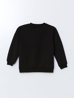 Bisiklet Yaka Bask?l? Erkek Bebek Sweatshirt