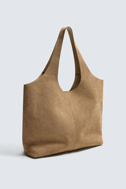 BOLSO SHOPPER PIEL / Marr?n Arena - Zara фото 2