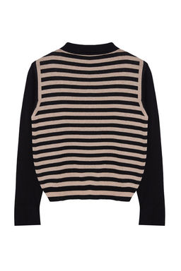 Siyah Cizgili Polo Yaka Dokuma Garnilli Triko Kazak TWOAW25KZ00038 - Trendyolmilla фото 7