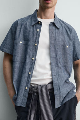 CAMISA CHAMBRAY DENIM / Azul medio - Zara фото 5