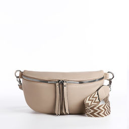 Сумка женская кросс-боди на молнии, 26×10×16 см, бежевая