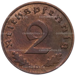 Монета 2 рейхспфеннига 1939 года D Германия