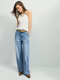 Джинсы широкие с ремнём с высокой посадкой ZR2604092318-102 / Zarina