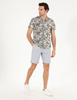 Рубашка из смесового льна хаки с короткими рукавами стандартного кроя - Cacharel фото 4