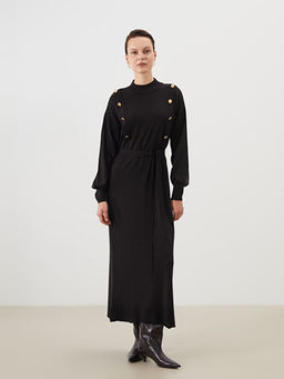 Dik Yaka Ku?akl? Triko Elbise