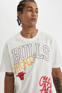 DeFactoFit Футболка свободного кроя с круглым вырезом и короткими рукавами NBA Chicago Bulls  фото 9