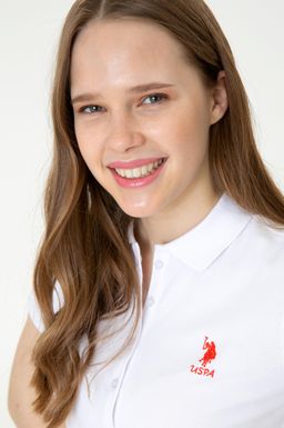 U. S. Polo Assn Женская белая базовая футболка с воротником-поло - U.s. polo assn фото 2