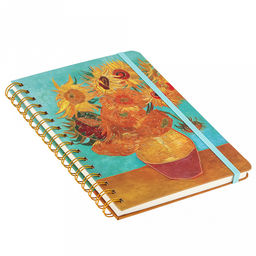 Блокнот для заметок 80 листов "Шедевры Ван Гога" 14,4х20,5см, в линейку, отрывные, обложка - цветной картон, на спирали, с резинкой, рисунок в ассортименте, ПП пакет 15,5х21х1,5см (Китай)
