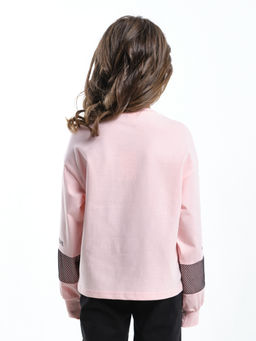 Лонгслив для девочки с принтом UD 7897 крем-розовый - Mini maxi фото 7