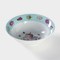 Детская тарелка глубокая Доляна Единорожка, 400 мл, d=15 см, керамика, белая  фото 3