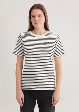 Mavi Logo Bask?l? Siyah Cizgili Tisort  фото 4