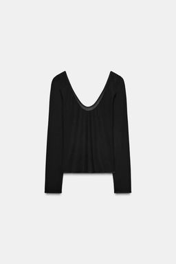 SEMI-SHEER LONG SLEEVE TOP - Zara фото 4