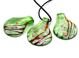 Подвеска кулон из муранского стекла Капля 40*55мм цв.зеленый