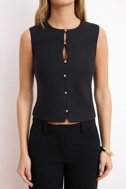 Siyah Dugme Detayl? Onu Dikisli Dokuma Bluz TWOSS26BZ00412 - Trendyolmilla фото 3