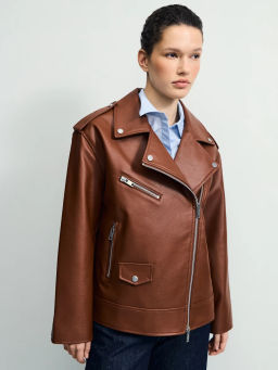 Куртка-косуха прямого силуэта из искусственной кожи / Zarina  фото 4