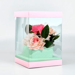Коробка для цветов с вазой и пластиковыми окнами складная Нежность, 16 х 23 х 16 см