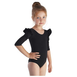 Купальник гимнастический Grace Dance, крылышко, с рукавом 3/4, р. 30, цвет чёрный  фото 3