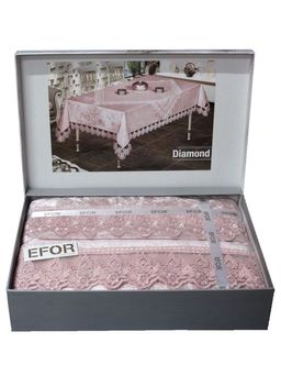 Скатерть EFOR DIAMOND 160*220 прямоугольная пудровый  фото 2