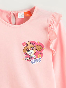 Bisiklet Yaka Paw Patrol Bask?l? K?z ?ocuk Ti??rt