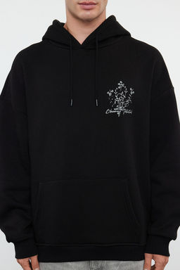 TRENDYOL MAN Antrasit Oversize/Genis Kesim Kapusonlu Cicek Bask? Ici Polar/S?cak Tutan Sweatshirt TMNAW24SW00100 - Trendyolmilla фото 22