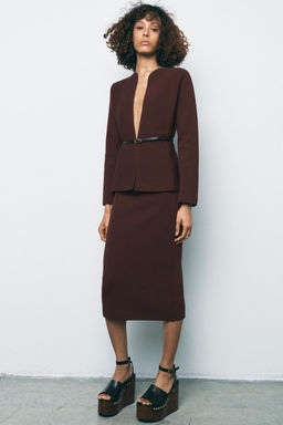 PLAIN KNIT BELTED JACKET