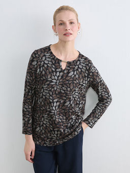 Bisiklet Yaka ?i?ekli Bluz