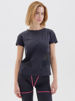 Футболка спортивная с сеткой женская MINAKU, чёрная, размер 44