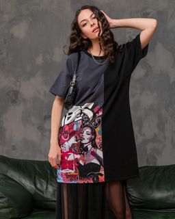 Платье из футера с принтом PPN001