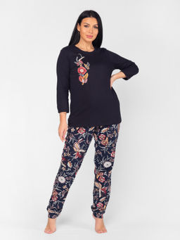 Пижама женская кулирка с брюками "ФИБИ" ЧЕРНИЛО