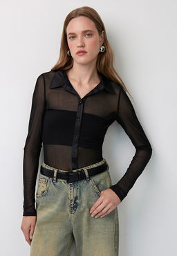 Рубашка из сетки с воротником - Mollis фото 3