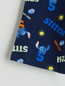 Beli Lastikli Stitch Bask?l? Erkek ?ocuk Pijama ?ort
