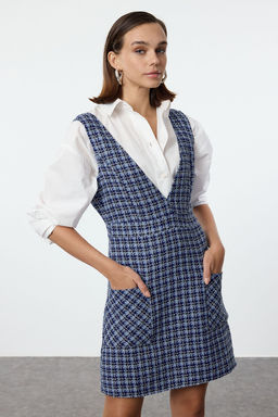 Mavi Ekose / Kareli Mini Dokuma Tuvit Jile Elbise TWOAW23EL00685 - Trendyolmilla фото 2