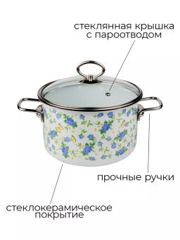 Кастрюля 4,0л цил. Summer Time 1SD205S белосн - Vitross фото 5