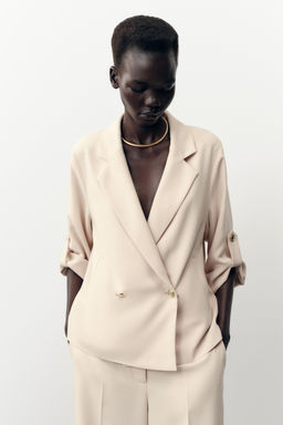 DOUBLE-BREASTED BLAZER WITH ROLLED-UP SLEEVES - Zara фото 11