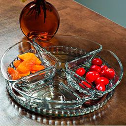 Менажница DENISE 4-х секционная 24 см с блюдом , в подарочной упаковке арт.PD0153GCL